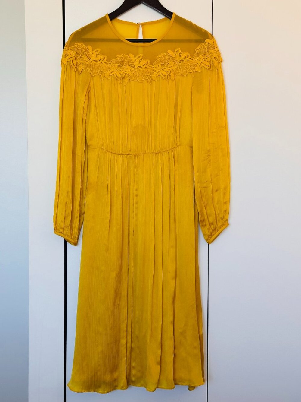 LK Bennet Royal Gold Silk Midi Dress - US Size 2
